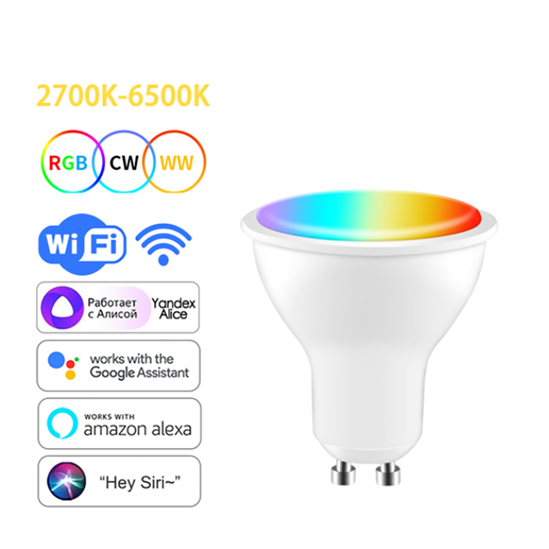 Tuya Smart Wifi led spotlight 5W RGB GU10 MR16 Wireless App Timing LED Lights RGBW Lamp 2700k-6500K Voice Control Via Alexa Google Home